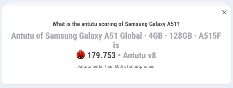 samsung galaxy a51 Antutu score